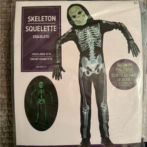 Kids Glow-in-the-Dark Skeleton Costume - Black and Green